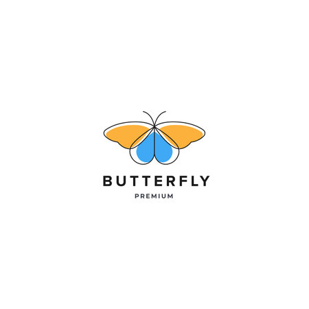 Butterfly outline color logo inspiration, spa beauty logo design concept templateのイラスト素材