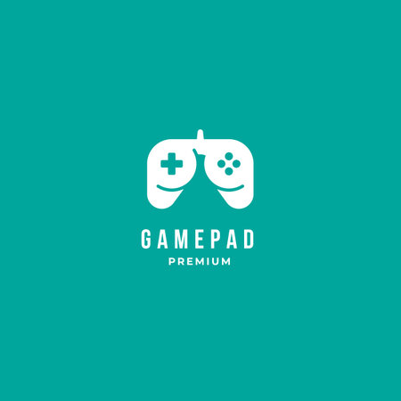 Gaming controller logo design vector illustration with game pad button. premium design inspiration