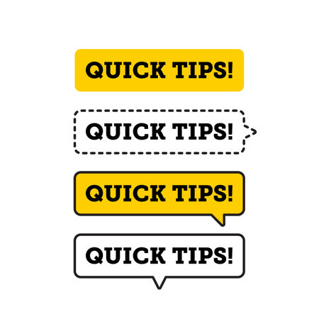 Quick tips, helpful tricks vector icon or symbol set with black and yellow color and light bulb element suitable for web. emblems and banners vector set isolatedのイラスト素材