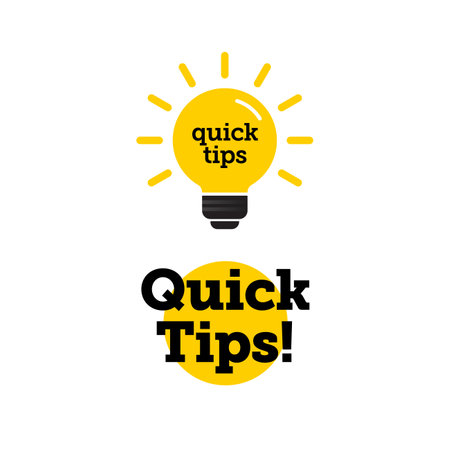 Quick tips, helpful tricks vector icon or symbol set with black and yellow color and light bulb element suitable for web. emblems and banners vector set isolatedのイラスト素材