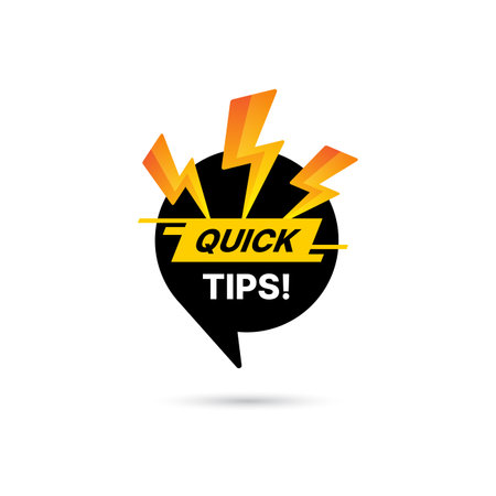 Quick tips, helpful tricks vector icon or symbol set with black and yellow color and light bulb element suitable for web. emblems and banners vector set isolatedのイラスト素材