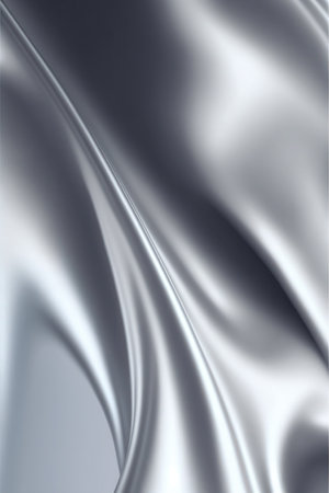 Silver silk wavy fabric backgroundの写真素材