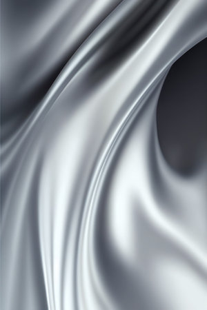 Silver silk wavy fabric backgroundの写真素材