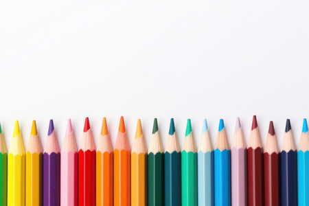 A group Colored pencils row on white backgroundの写真素材