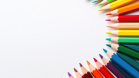A group Colored pencils row on white backgroundの写真素材