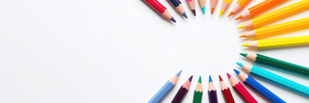 A group Colored pencils row on white backgroundの写真素材