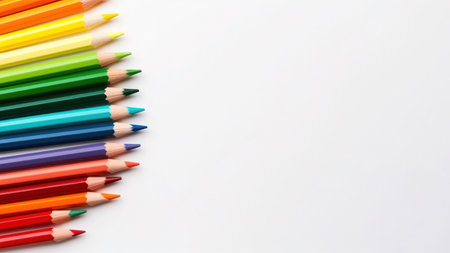 A group Colored pencils row on white backgroundの写真素材