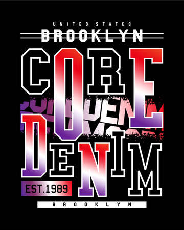 Brooklyn core denim  design typography graphic vector for t shirtのイラスト素材