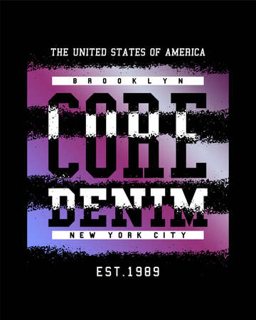 Core denim coloring violet design typography graphic vector for t shirtのイラスト素材