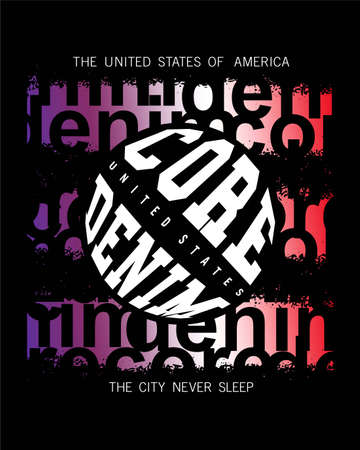 Core denim coloring design typography graphic vector for t shirtのイラスト素材