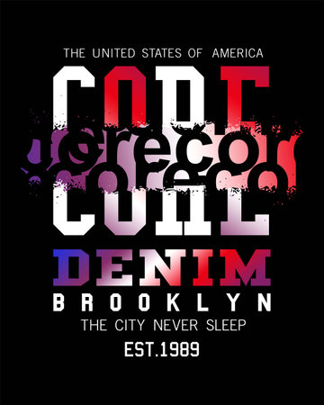 Core denim coloring design typography graphic vector for t shirtのイラスト素材