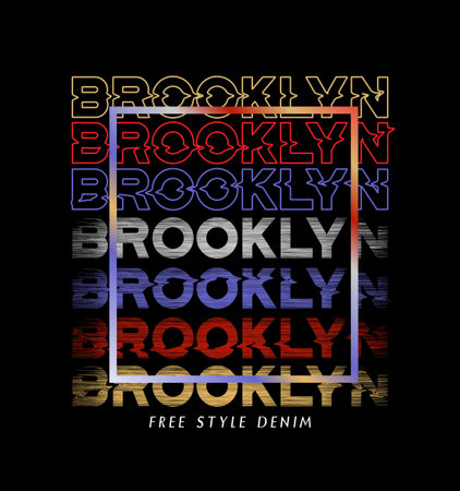 brooklyn typography graphic vector illustration Lettering For T shirt Designのイラスト素材