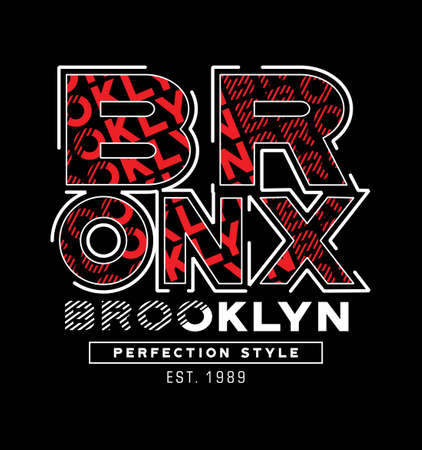bronx brooklyn grunge red text typography graphic vector illustrationのイラスト素材