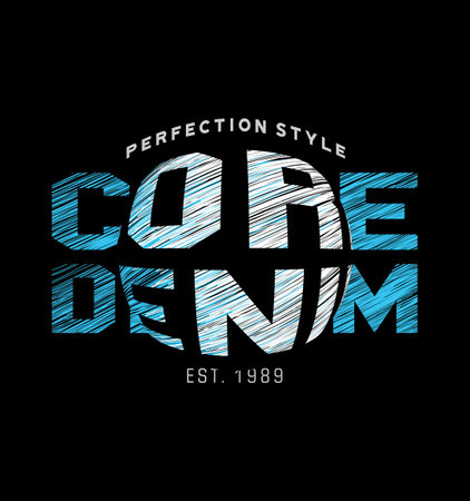 core denim simple style typography graphic vector illustrationのイラスト素材