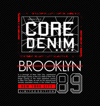 core denim brooklyn vector typography graphics print etcのイラスト素材