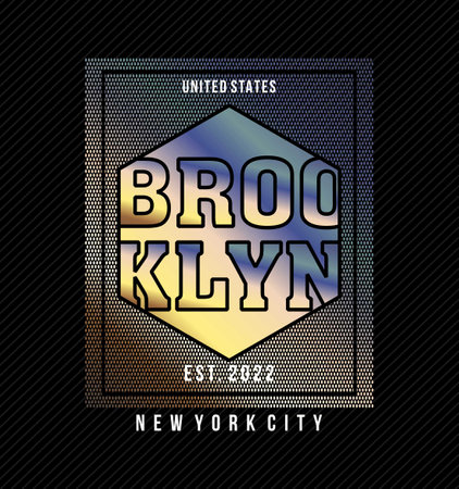 brooklyn hexagon colorful design vector typography graphics print etcのイラスト素材