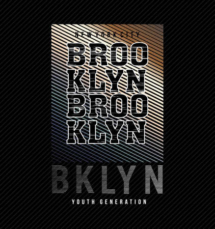 brooklyn cool design line vector typography graphics print etcのイラスト素材