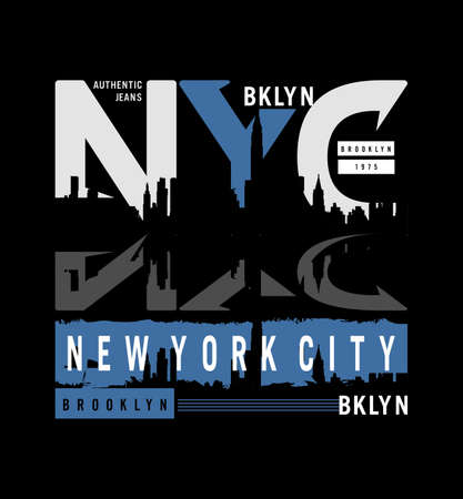 NY city Brooklyn typography tee shirt design graphic printのイラスト素材
