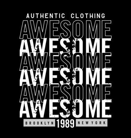 AWESOME design typography, Grunge background vector design text illustration, sign, t shirt graphics, print.のイラスト素材