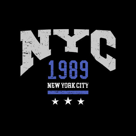NYC New York design typography, vector design text illustration, sign, t shirt graphics, print.のイラスト素材