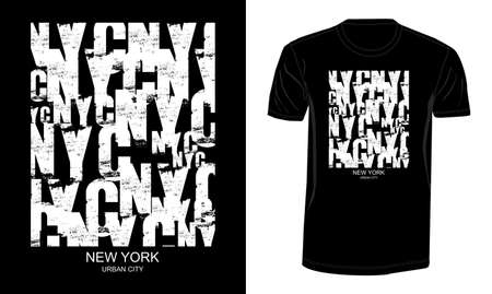 NYC New York CIty design typography, vector design text illustration, sign, t shirt graphics, print.のイラスト素材