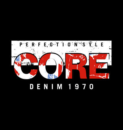 CORE DENIM design typography, vector design text illustration, sign, t shirt graphics, print.のイラスト素材