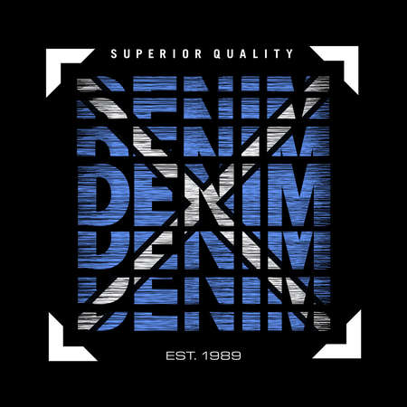 DENIM repeat line abstract X cool design typography, Grunge vector design text illustration, sign, t shirt graphics, print.のイラスト素材