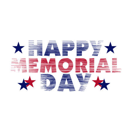 Happy Memorial Day design typography, vector design text illustration, poster, banner, flyer, postcard , sign, t shirt graphics, print etcのイラスト素材