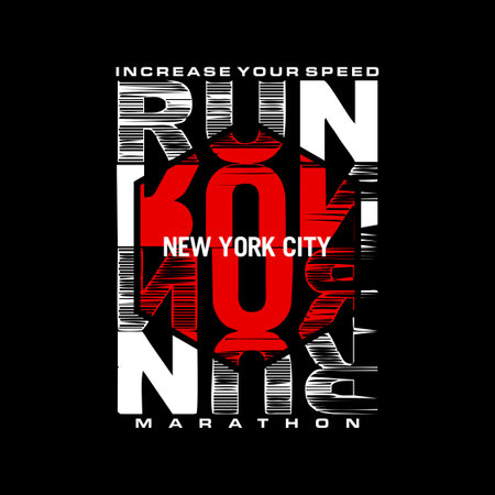 RUN effect hexagon design typography, vector graphic illustration, for printing t-shirts and othersのイラスト素材