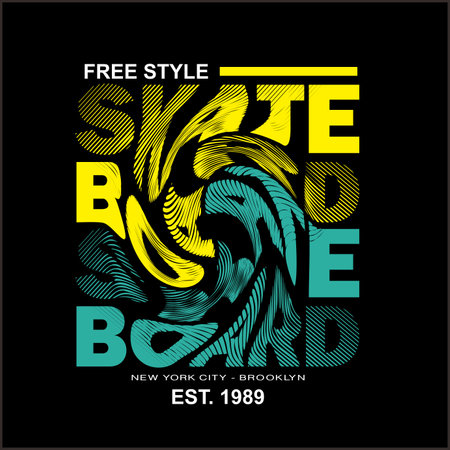 Free style skate board swirl effect design typography, vector design text illustration, sign, t shirt graphics, print.のイラスト素材