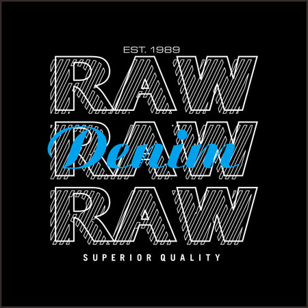 raw denim grunge design typography, vector design text illustration, sign, t shirt graphics, print.のイラスト素材