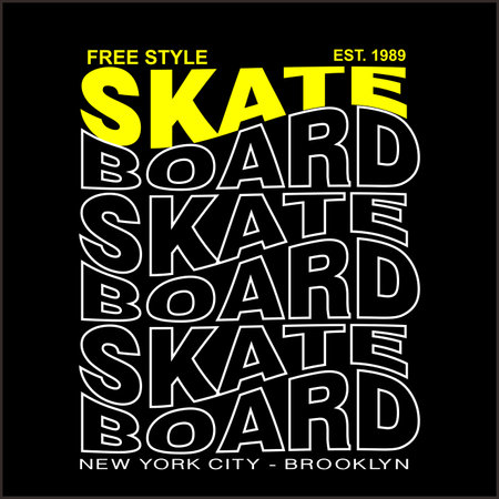Free style skate board wave effect design typography, vector design text illustration, sign, t shirt graphics, print.のイラスト素材