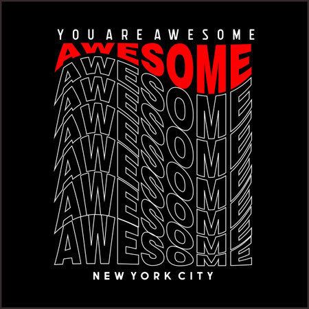 Awesome wave effect design typography, vector design text illustration, sign, t shirt graphics, print.のイラスト素材