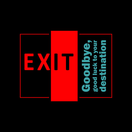 exit goodbye Vector illustration of a red and black exit sign on black background.のイラスト素材