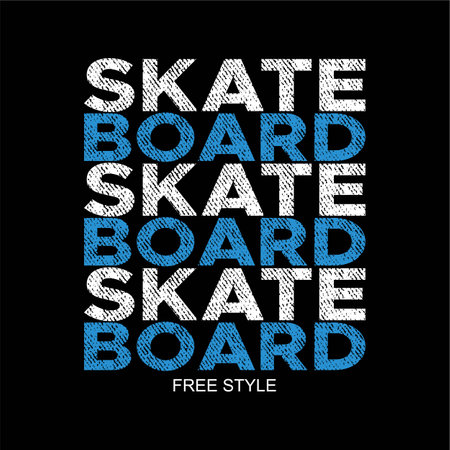 Skateboard and skateboard typography, t-shirt graphics, vectorsのイラスト素材