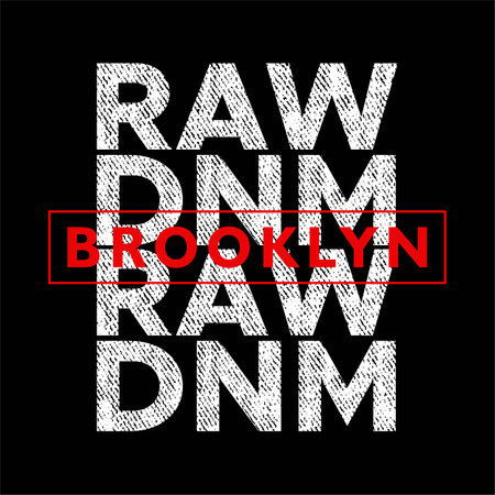Raw brooklyn , Rock n Roll, typography, t-shirt graphics.のイラスト素材