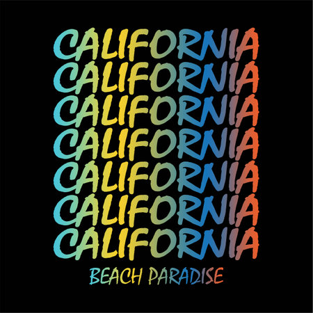 California colorful Alphabetic font. Vector typeface. Handwritten lettering.のイラスト素材