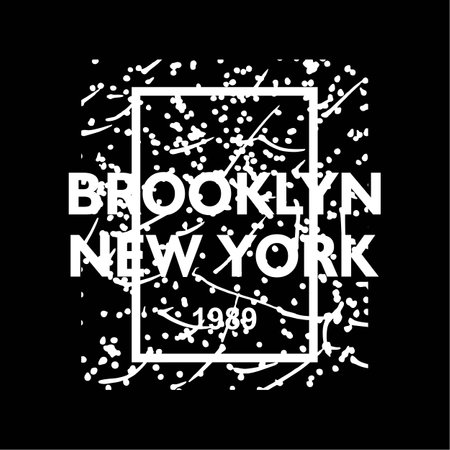 BROOKLYN New York. Black and white hand drawn lettering.のイラスト素材