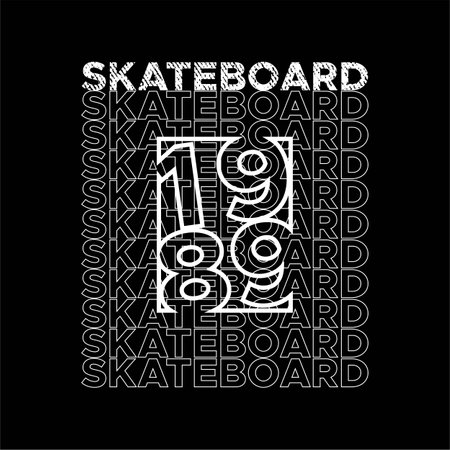 Skate board 1989 geometry. Black and white lettering. Vector illustration.のイラスト素材