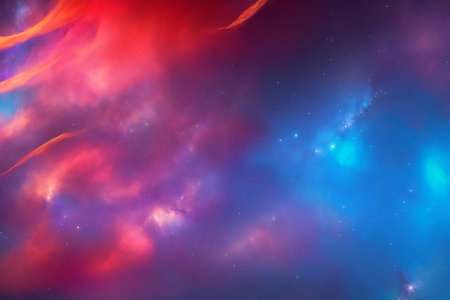 Abstract space background with nebula and stars. Colorful illustration.の素材