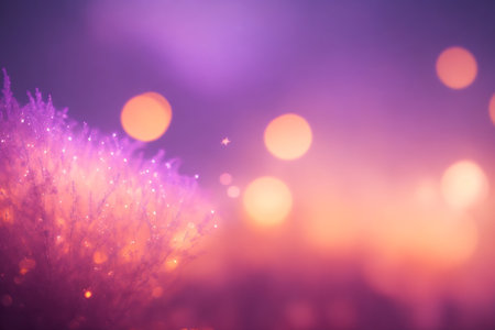 abstract background with bokeh defocused lights and grass flowerの素材