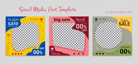 This social media post template is perfect for displaying your product photos to be more attractive and special and contains extraordinary promotional value.のイラスト素材