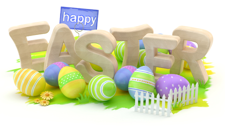 Happy Easter, 3D illustrationの写真素材