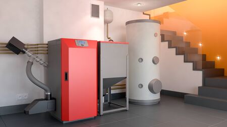 Heating system, 3D illustrationの写真素材