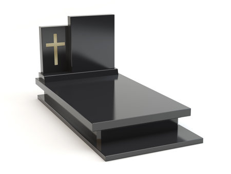 Tombstone - white background, 3D illustrationの写真素材