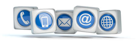Blue contact icons, 3D illustration