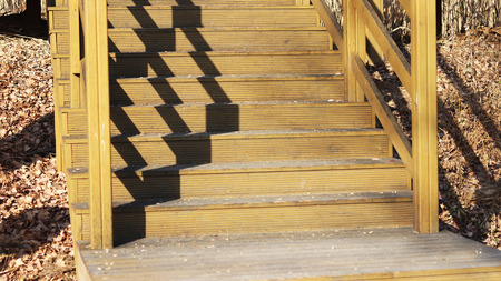 A wooden staircaseの写真素材