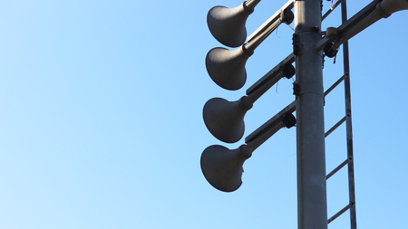Solar loudspeaker on the blue sky backgroundの写真素材