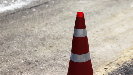 A stick announcing a ban on parking of cone-shapedの写真素材