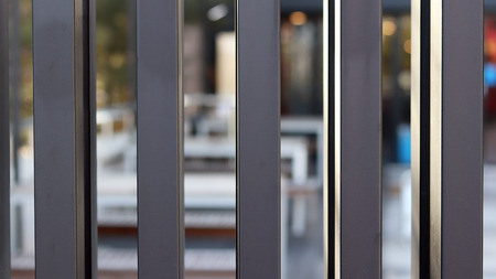 Texture of gray corrugated fence.の写真素材